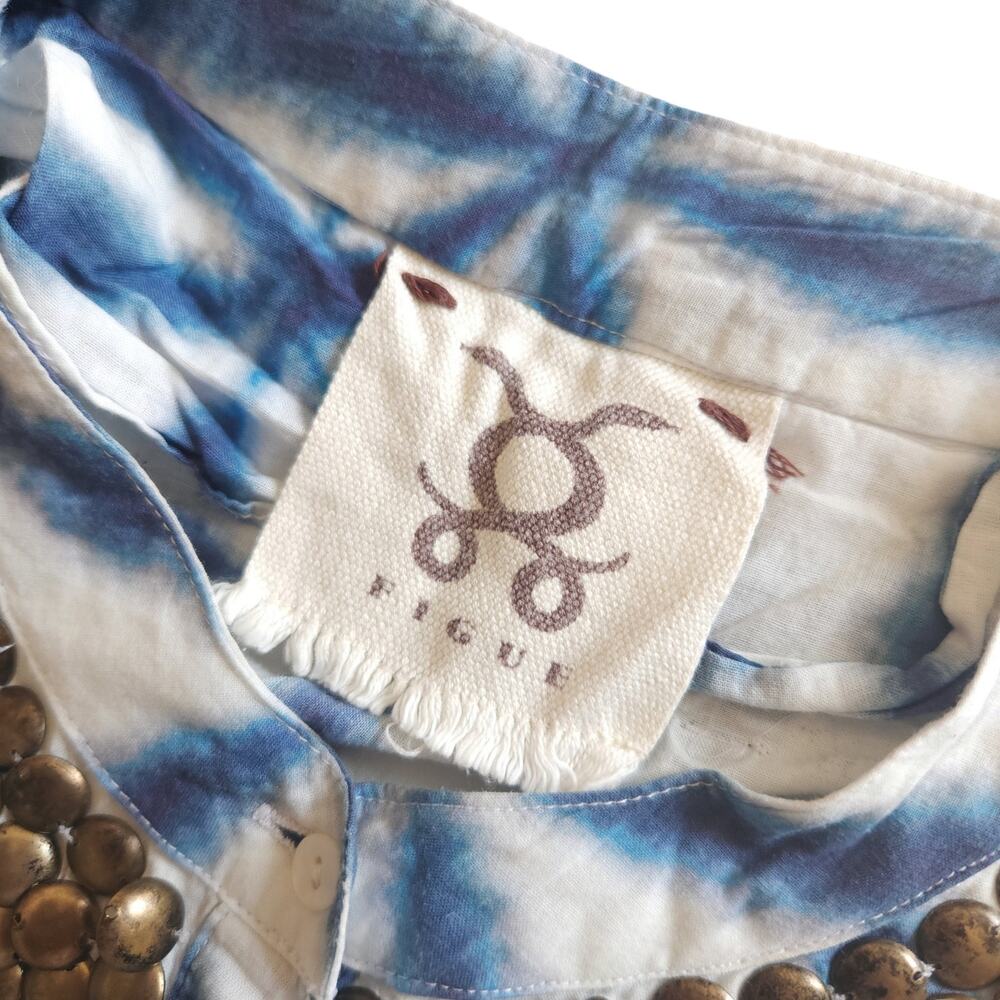 FIGUE Thandie Kaftan boho caftan tie dye beaded midi dress in Izu floral Size S - Picture 9 of 11